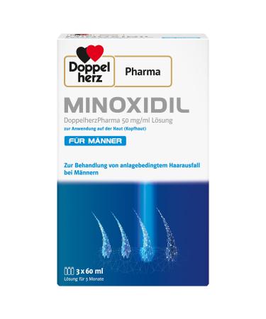 Minoxidil Double Heart Heart Pharma 50 mg/ml solution for use on the skin - medicinal products for the treatment of investment -related hair loss in men - 3x 60 ml