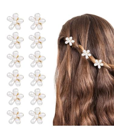 15 Pcs Mini Pearl Hair Clips Small Pearl Claw Clips Sweet Bangs Hair Jaw Clips Decorative Hair Accessories for Women Girls (Flower Design)