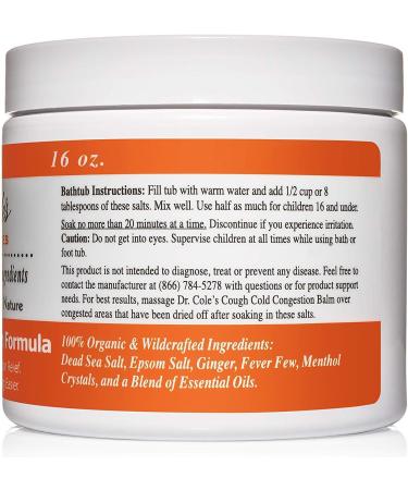 Dr. Cole's Organic Cough Cold Congestion Bath Salts - Extra Strength Relief for Airways & Breathing - Self-Healing Formula - Buy Online on GoSupps.com
