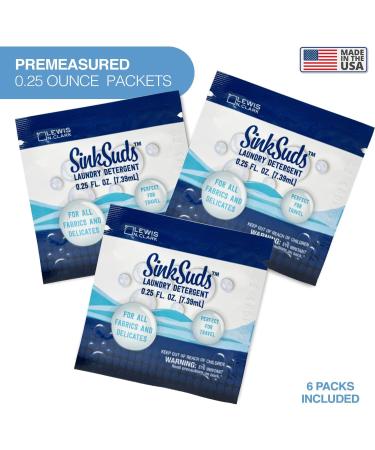 Travel Laundry Detergent Liquid Soap + Odor Eliminator - TSA Compliant 6 Sink Packets for All Fabrics Delicates Safe Compact & Convenient | Buy Online - Buy Online on GoSupps.com