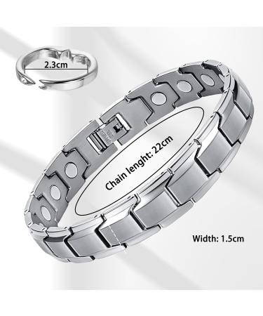 DGUSO Men's Magnetic Bracelet - Titan Steel Adjustable Jewelry with Gift Box | Stylish Magnetic Hard Band & Ring Set - Buy Online on GoSupps.com