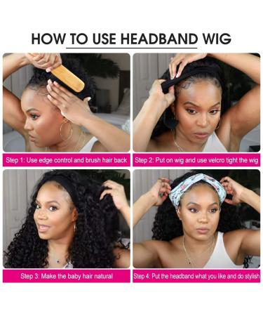 SWEETGIRL Short Curly Headband Wig for Black Women - Human Hair Pixie Cut 150% Density Natural Black 6 Inch - Glueless Water Wave Half Wig - Buy Online on GoSupps.com