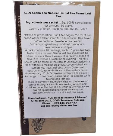  ALIN ALIN Senna Tea - Natural Laxative 4 x 20 Tea Bags 100% Natural/Caffeine-Free/Tea Bag - Buy Online on GoSupps.com