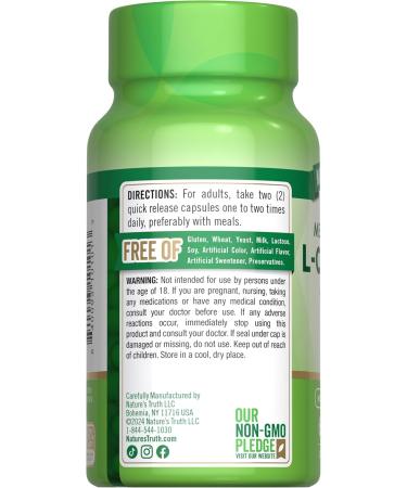 Nature's Truth L-Carnitine 1000mg | 60 Capsules | Mega Strength | Free Form | Non-GMO & Gluten Free Supplement - Buy Online on GoSupps.com