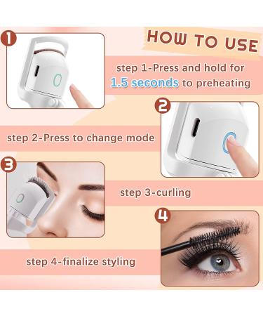 Heated Eyelash Curler with Sensing Heating Silicone Pad - 2 Modes, Easy to Curl for Natural & Lasting Eyelashes - Makeup Tool - Buy Online on GoSupps.com