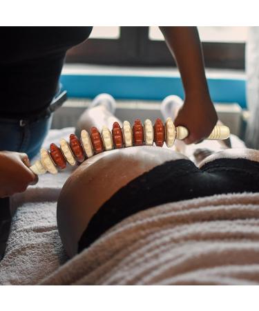 Wooden Massage Roller - Back & Body Massager for Pain Relief Anti-Cellulite Ideal for Sports & Yoga - Natural Wood | Fast International Shipping - Buy Online on GoSupps.com