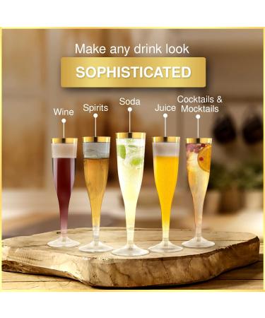 36 Gold Rim Plastic Champagne Flutes - Disposable Mimosa Glasses for Brunch Decor - Buy Online on GoSupps.com