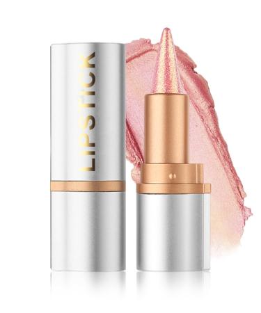 Crayon a Levre Paillet Rose Dor Nourishing Rouge L vres Longue Tenue Effet Paillettes M talliques Waterproof Lip Liner & Lipstick 2-in-1 Crayon Levre Sans Transfert Tr s Pigment pour Femme-01 01# Rose Dor