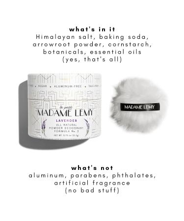 Madame Lemy Lavender Travel Size Body Powder Deodorant for Women - Natural & Aluminum Free Mini Deodorant - Buy Online on GoSupps.com
