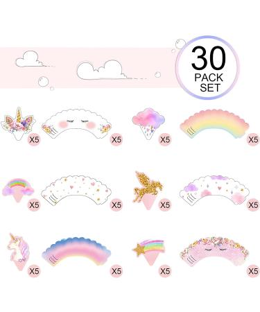30 Pieces Unicorn Cupcake Toppers & Wrappers - Rainbow Unicorn Birthday Party Decorations for Girls & Women - Buy Online on GoSupps.com
