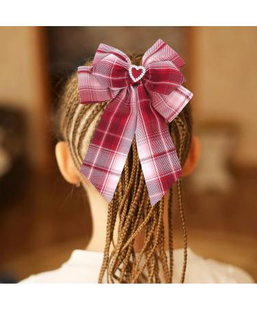Tartan Bow Knot Hair Clips Scottish Bow Hair Barrettes for kids Plaid Ribbon Hair Clips Hair Bows for Women Girls Festive hairpins College Style Student Summer Hair Accessories (B) - Buy Online on GoSupps.com