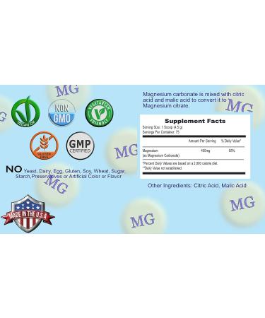 Natural Magnesium Supplement for Better Sleep & Relaxation - Non-GMO, Gluten-Free, Vegan Formula - 12oz, 75 Servings - Buy Online on GoSupps.com