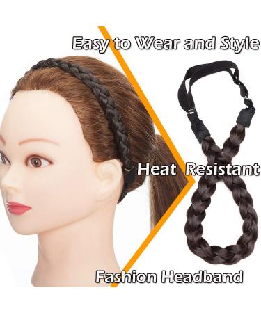 Silk-Co Women s Dark Brown 3-Strand Braided Hair Band - Vintage Elastic Headband for Weddings & Hair Braids - 1.5cm Wide Hair Extensions - Buy Online on GoSupps.com