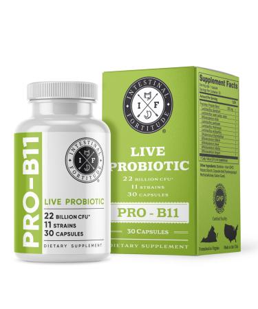 Intestinal Fortitude PRO-B11 Probiotics for Men and Women - 22 Billion CFU, Daily Probiotic Supplement for Gut Health - Digestive Health Immune Support - Gluten Free, Dairy Free (30 Capsules)