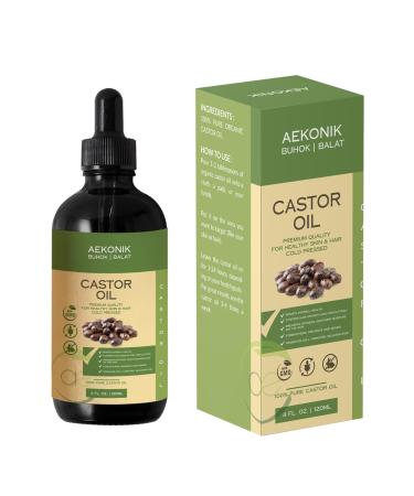 Organic Cold Pressed Castor Oil - Promotes Hair Growth Scalp Health & Deep Moisturization - Pure & Natural Healing Properties - Versatile Use for Hair Skin & Eyelash Growth | 4fl oz (120 ml)