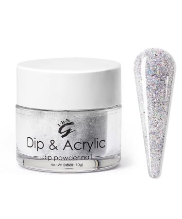 Premium Silver Glitter Dipping Powder Sparkle Nail Dip Powder, Beginner Acrylic Powder for Nail French Manicure DIY Salon Home Use, No Color Difference (117)