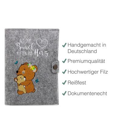 Cozy Raccoon Mutterpass Cover | Forest Bear Felt | Made in Germany | Personal Gift for Expecting Mothers | Includes Insurance Card & Ultrasound Pockets - Buy Online on GoSupps.com
