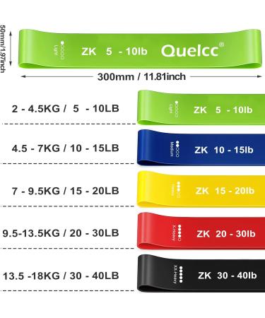 Quelcc Resistance Tapes Set - 5 Strength Levels for Muscle Building Yoga & Pilates - Includes Instructional Guide & Carry Bags - Buy Online on GoSupps.com