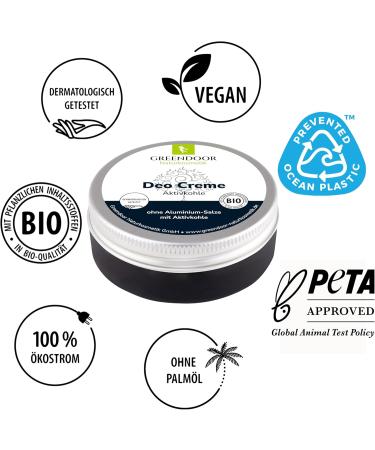 GREENDOOR Black Power Deodorant Cream with Activated Charcoal 50 ml Natural Deodorant without Aluminum Salts Alcohol Tested on Animals Vegan Aloe Vera Natural Cosmetics Babassu Organic Babassu Cream - Buy Online on GoSupps.com