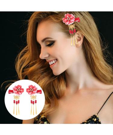 Kimono Hair Clip - Japanese Hairpin Ornament & Tie Band Clip for Women - Elegant Red Accessory - Buy Online on GoSupps.com