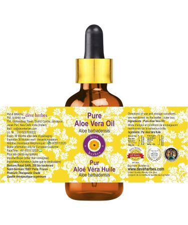 Deve Herbes Aloe Vera Oil (Aloe barbadensis) with Glass Dropper | Infused | Pure | Non-Sticky | Lightweight | For Facial Care | Men & Women | 50ml (1.69 oz) - Buy Online on GoSupps.com