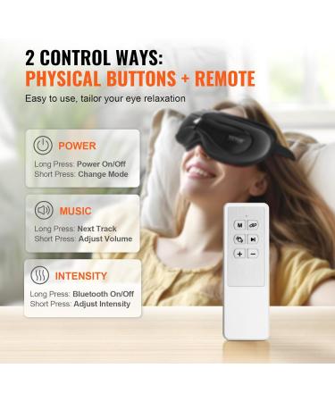 VEVOR Eye Massager with Heat & Remote - 5 Modes Bluetooth Music Foldable Eye Care for Strain Dry Eyes & Dark Circles - Perfect Gift for Parents - Buy Online on GoSupps.com