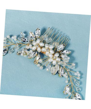 Didiseaon 1pc Pearl Comb Pearl Wedding Comb Gold Hair Ties Bride Hair Comb Bridal Headpiece Crystal Hair Clips Sparking Handmade Comb Barrette Gold Tiara Women's Manual Accessories - Buy Online on GoSupps.com