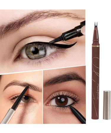 Double Edge Lower Lash | Waterproof Liquid Liner Pencil Three Colours Choices Eyeliner Pencil for Makeup Beginners Liquid Pencil with Bifurcated Brush Head Pochy Brown Coffee - Buy Online on GoSupps.com