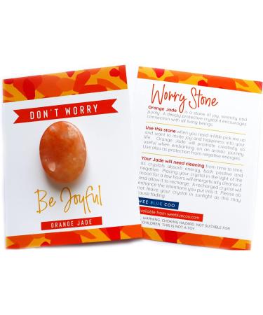 Orange Jade Crystal Worry Thumb Stone - Meditation Stress Relief Gift for Healing Energy, Reiki Chakra Balance - Spiritual Birthday Stocking Filler - Buy Online on GoSupps.com