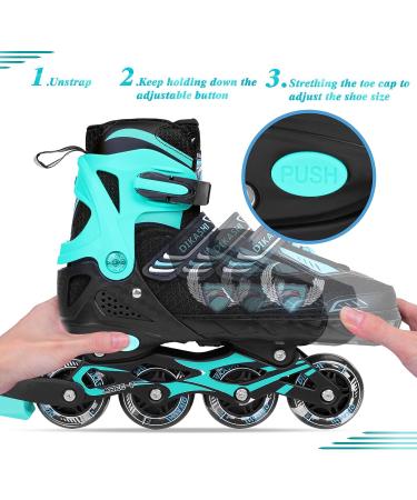Adjustable Inline Skates for Kids Boys and Girls | Full Light Up Wheels | Indoor Outdoor Roller Blades for Children Youth Teens Beginners | Green - Medium - Buy Online on GoSupps.com