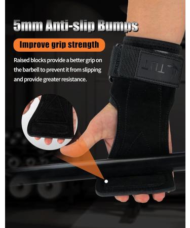 Train Aid Strength Training Leather Lifting Straps | Fitness Bodybuilding & Weightlifting Grip Aids | Gym Accessories for Men & Women - Black - Buy Online on GoSupps.com