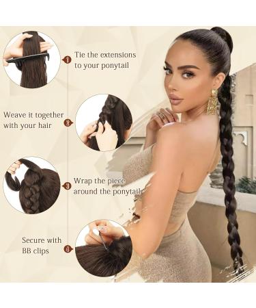 Sofeiyan Long Braid Ponytail Extension with Hair Tie Straight Sleek Wrap Around Hair Extensions Braid Pony Tail Fluffy Natural Soft Synthetic Hairpieces for Women Daily Wear 26 inch-Dark Blonde 26 Inch (Pack of 1) Dark Blonde - Buy Online on GoSupps.com