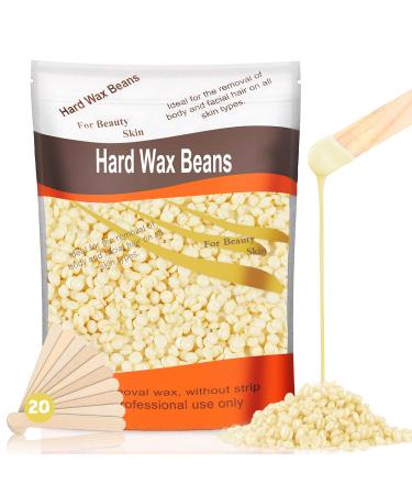 Hard Wax Beads, Professional Wax Bead for Hair Removal 300g with 20Pcs Wood Sticks Gentle Hair Removal of Full Body Brazilian Bikini Face Legs Eyebrow Painless at Home Waxing for Women Men 1Pack