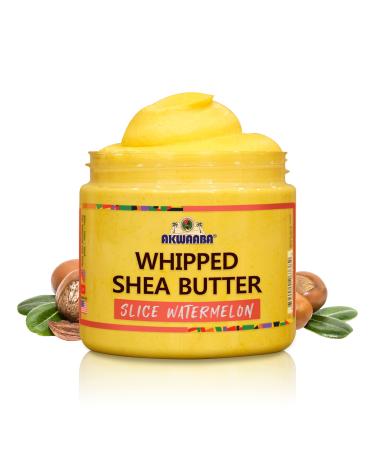 AKWAABA Whipped Shea Butter (Slice Watermelon) 12 oz - Body & Hair Moisturizer - With Raw Shea Butter from Ghana - Rich Vitamins A and E - Natural Yellow