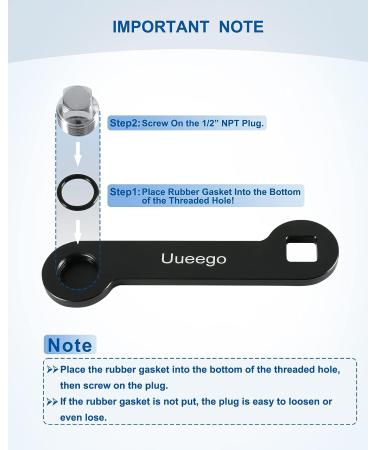 uueeGo Non-Corrosive Aluminum Boat Drain Plug Wrench - Patented - Fits 1/2 inch NPT Plug - Easy to Use - Includes 2 Spare Plugs - Black - Buy Online on GoSupps.com