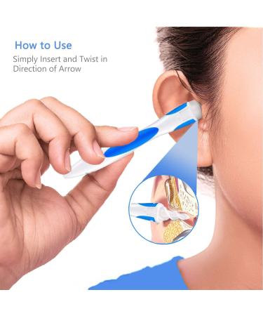 Q Grips Earwax Removal Tool - Reusable Spiral Ear Wax Remover Kit with 16 Soft Replacement Heads - Safe Ear Cleaner for Adults and Kids (Blue) - Buy Online on GoSupps.com