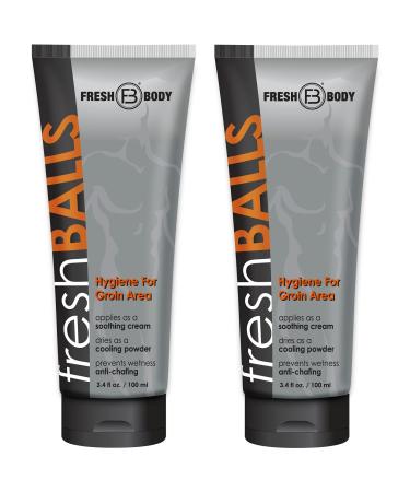 Fresh Body FB - Fresh Balls Lotion, 3.4 fl oz (2 Pack) | Anti-Chafing Men's Soothing Cream to Powder Balls Deodorant and Hygiene for Groin Area 3.4 Fl Oz (Pack of 2)