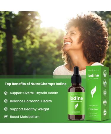 Iodine Drops - Vegan Liquid Supplement for Thyroid Health & Hormone Balance - 1-2 Year Supply - Tasteless Formula with Higher Absorption - 590 Servings - Buy Online on GoSupps.com