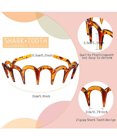 3 Pieces Zig Zag Shark Tooth Headbands Comb - Black & Leopard Print Hair Bands for Women and Girls - Buy Online on GoSupps.com