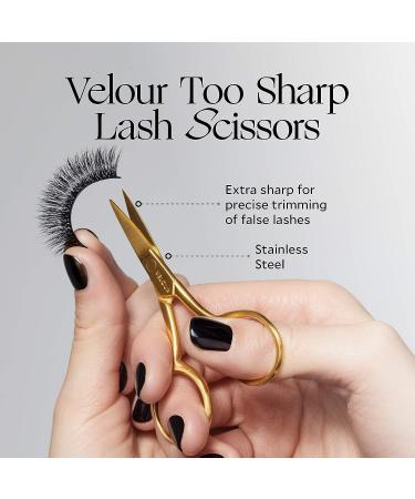 Velour Too Sharp Gold Stainless Steel Lash Scissors - Small Hair Scissors for Brows, False Lashes & Facial Hair - Pointed Tip Cutter - Buy Online on GoSupps.com