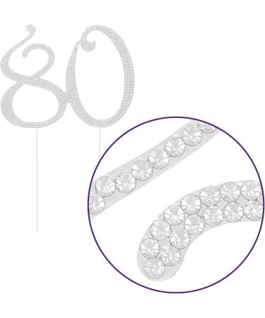 80 Cake Topper for 80th Birthday - Rhinestone Number Party Supplies & Decoration Ideas (Silver) - Buy Online on GoSupps.com