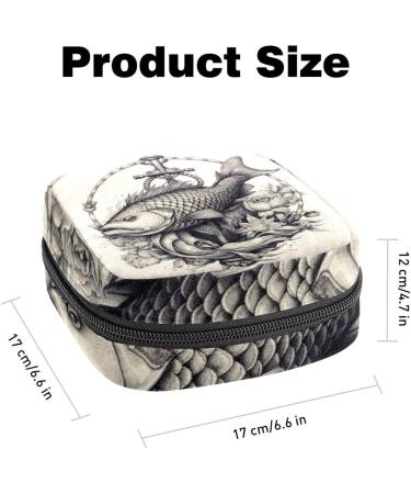 Multicoloured Fish Sanitary Napkin Storage Bag & Menstrual Cup Pouch - For Teen Girls & Women | Portable & Durable Nylon Oxford Cloth with Zipper - Buy Online on GoSupps.com