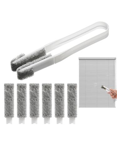 Shakven Window Blind Cleaning Brush | Hand-Held Window Shutters Dusterl - with 6 Replacement Heads Hand-Held Window Shutters Duster for Door Track Window Track