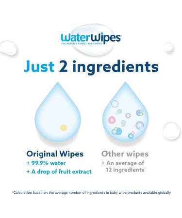 WaterWipes Original Baby Wipes - 99.9% Water, Unscented & Hypoallergenic, 3 Packs (180 Count) for Sensitive Skin - Buy Online on GoSupps.com
