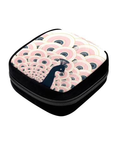 GIAPB Period Bag Sanitary Napkin Storage Bag Pad Holder for Period Makeup Pouch Vintage Pink Peacock Color3776