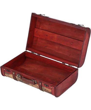 Vintage Composite Wood Portable Suitcase with Map Pattern - Stylish Storage Chest for International Shipping - Buy Online on GoSupps.com
