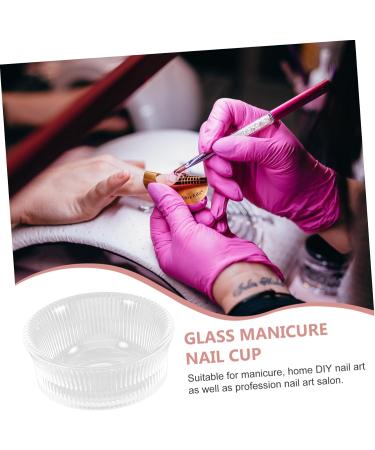 FOMIYES Tools Glass Nail Dish Bowl Manicure Nail Dish Dappen Dish Nail Art Dish Cup Manicure Nail Cup Glass Nail Dish Cups Glass Nail Art Dish Nail Cups Vertical Stripes Plate Cup - Buy Online on GoSupps.com