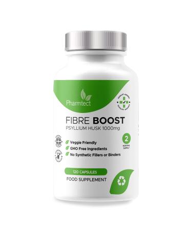 Psyllium Husk Fibre Supplement Capsules - 1000mg Supports Daily Rhythm for Effective Cleanliness - 100% Pure Plantago Ovata Plant Seeds - Health Soluble Fiber Boost - 120 Capsules UK Made by Pharmtect