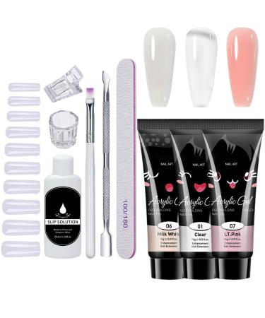 Generisch Nail Extension Kit - Set of 10 Clear Nails - Durable Poly Gel with Cleanser - For Brides Travel Summer Parties Weddings