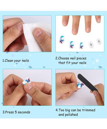 48Pcs Kids Full Cover Short Press on Nails - Blue Ocean False Nails for Girls - Children's Gift Nail Art Decoration - Buy Online on GoSupps.com